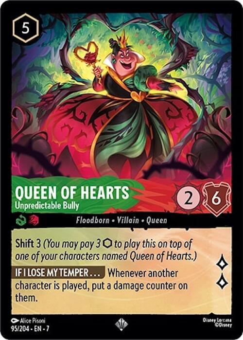Queen of Hearts - Unpredictable Bully Super Rare Archazia's Island 95/204 NM (Back)