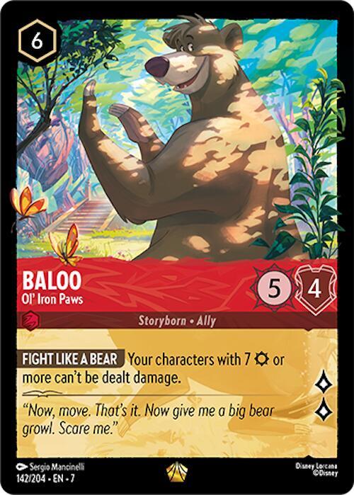 Baloo - Ol' Iron Paws Legendary Archazia's Island 142/204 NM (Back)
