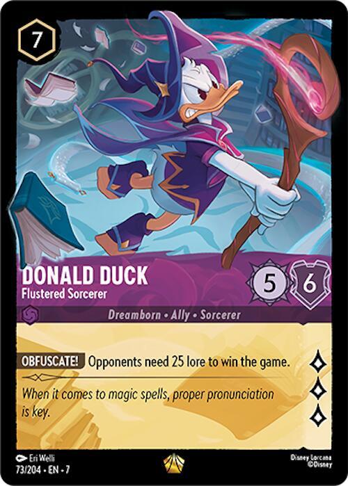 Donald Duck - Flustered Sorcerer Legendary Archazia's Island 73/204 NM (Back)