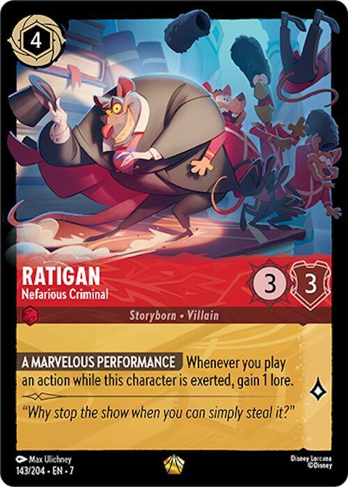 Ratigan - Nefarious Criminal Legendary Archazia's Island 143/204 NM (Back)