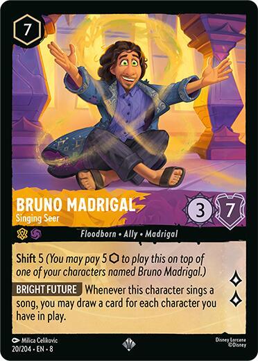 Bruno Madrigal - Singing Seer Super Rare Reign of Jafar 20/204 NM (Back)