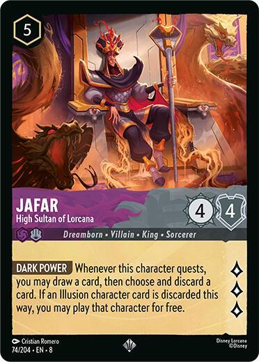 Jafar - High Sultan of Lorcana Super Rare Reign of Jafar 74/204 NM (Back)