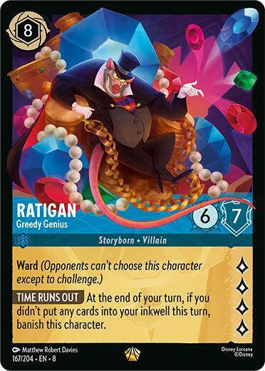 Ratigan - Greedy Genius Legendary Reign of Jafar 167/204 NM (Back)