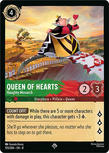 Queen of Hearts - Haughty Monarch Super Rare Reign of Jafar 105/204 NM (Back)