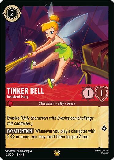 Tinker Bell - Insistent Fairy Legendary Reign of Jafar 136/204 NM (Back)
