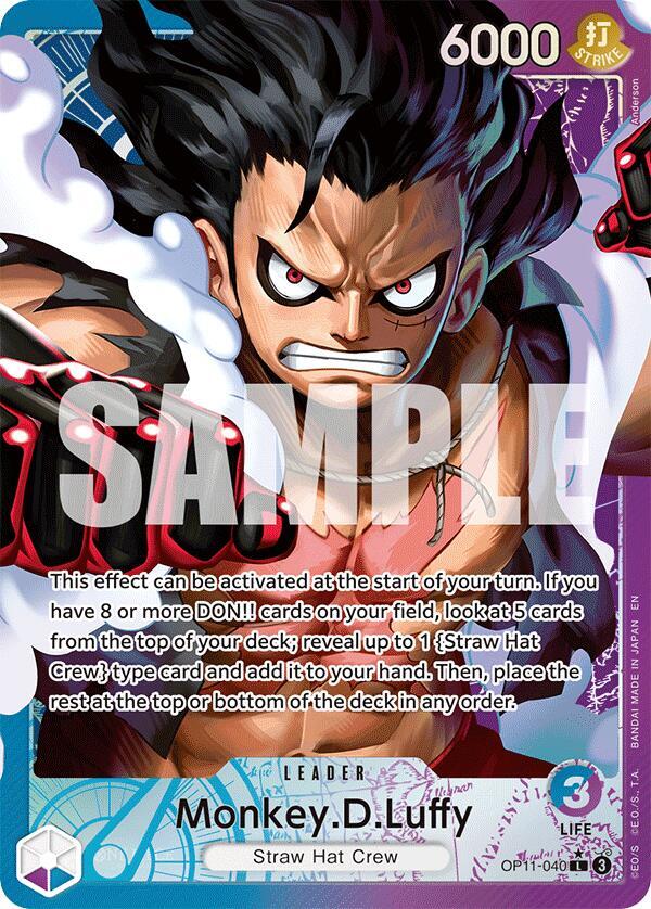 Monkey.D.Luffy (040) (Alternate Art) L A Fist of Divine Speed OP11-040 NM (Back)