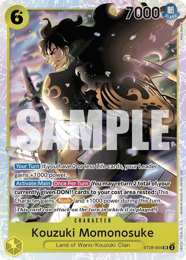 Kouzuki Momonosuke SR Starter Deck 28: GREEN/YELLOW Yamato ST28-004 NM (Back)