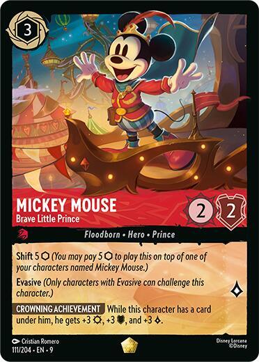 Mickey Mouse - Brave Little Prince Legendary Fabled 111/204 NM (Back)