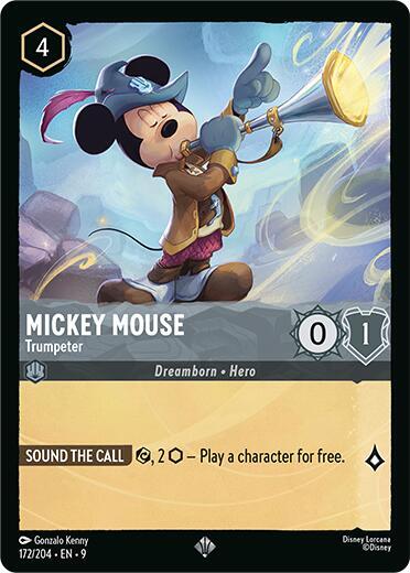 Mickey Mouse - Trumpeter Super Rare Fabled 172/204 NM (Back)