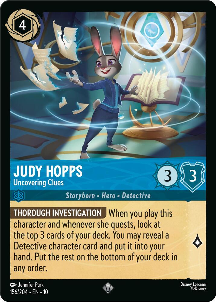 Judy Hopps - Uncovering Clues Super Rare Whispers in the Well 156/204 NM (Back)