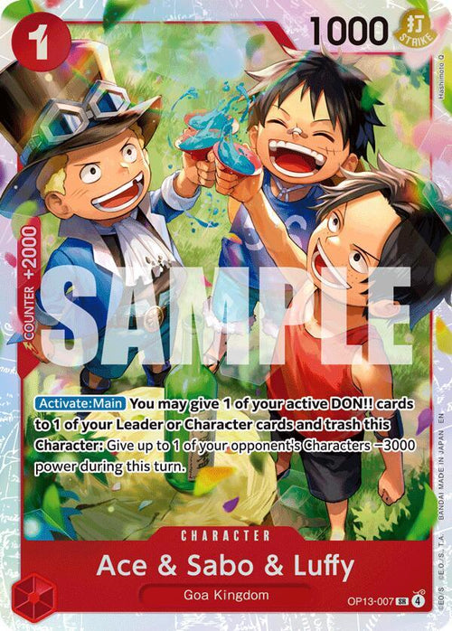 Ace & Sabo & Luffy SR Carrying On His Will OP13-007 NM (Back)