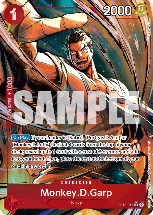 Monkey.D.Garp (Alternate Art) R Carrying On His Will OP13-016 NM (Back)