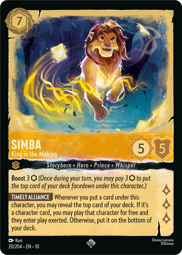 Simba - King in the Making Super Rare Whispers in the Well 20/204 NM (Back)