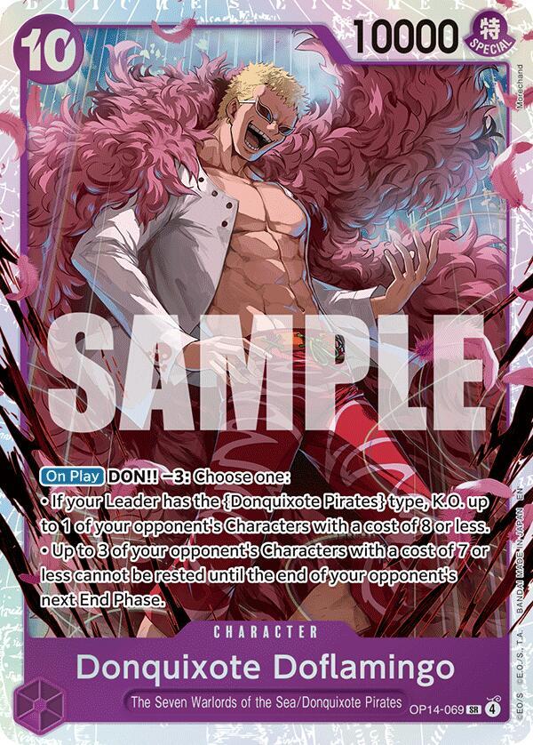 Donquixote Doflamingo SR The Azure Sea's Seven OP14-069 NM (Back)