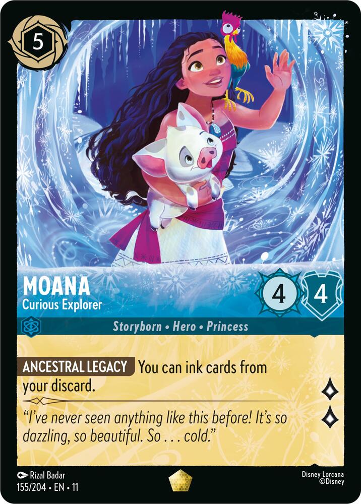 Moana - Curious Explorer Legendary Winterspell 155/204 NM (Back)