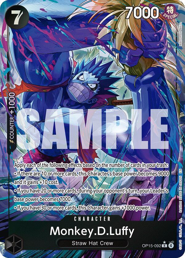 Monkey.D.Luffy (Alternate Art) R Adventure on Kami's Island OP15-092 NM (Back)