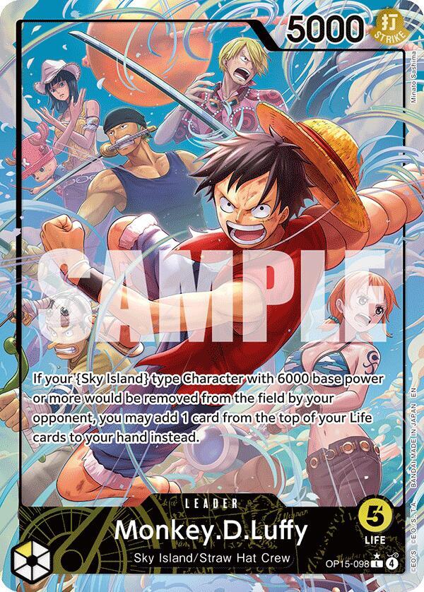Monkey.D.Luffy (Alternate Art) L Adventure on Kami's Island OP15-098 NM (Back)