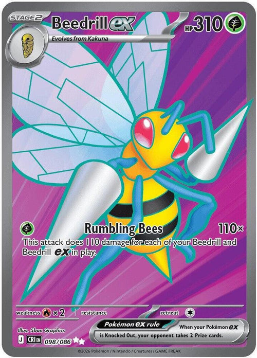 Beedrill ex Ultra Rare ME04: Chaos Rising 098/086 NM (Back)