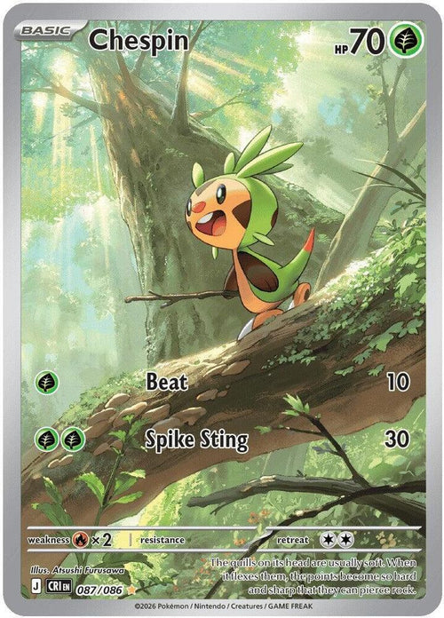 Chespin Illustration Rare ME04: Chaos Rising 087/086 NM (Back)