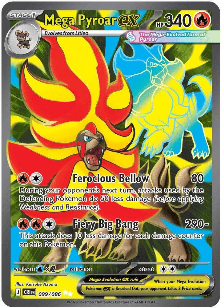 Mega Pyroar ex Ultra Rare ME04: Chaos Rising 099/086 NM (Back)